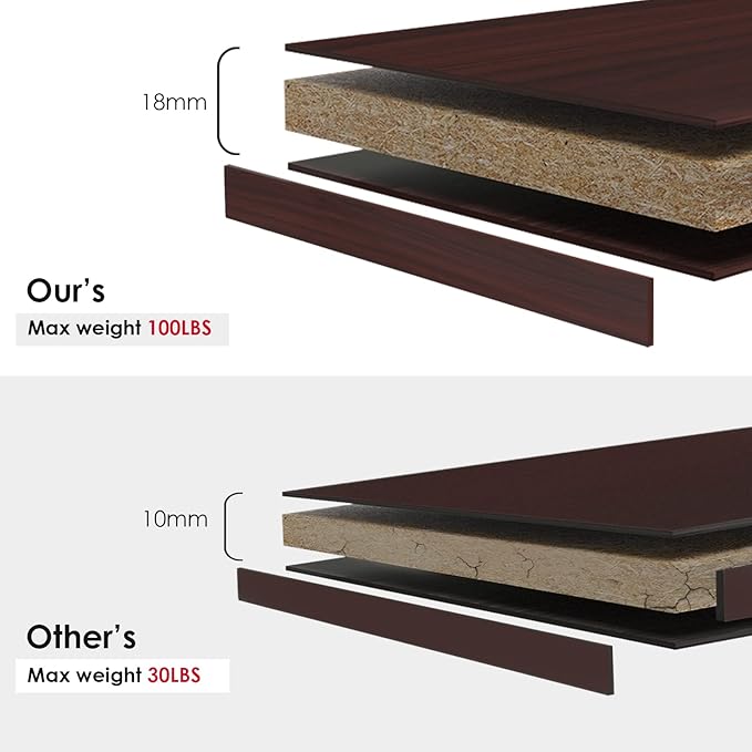 Farini Mahogany Bookshelf for Bedroom 4 Shelf Office Bookcase 48 Inches Tall Modern Wood Bookshelf for Living Room 4 Tier Wide Manga Books