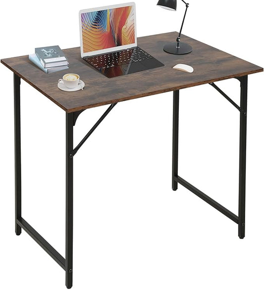 Dkelincs 32 Inch Small Computer Desk Home Office Desk Writing Desk Modern Simple Style Study Work Table with Metal Frame, Easy Assembly, Adjustable Feet, Water-Resistant, Scratchproof Surface, Vintage