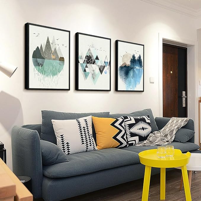 Black Framed Abstract Wall Art - Set of 3 Piece Framed Art Prints - 20"X28" - Modern Home Decor for Living Room, Bedroom, Office