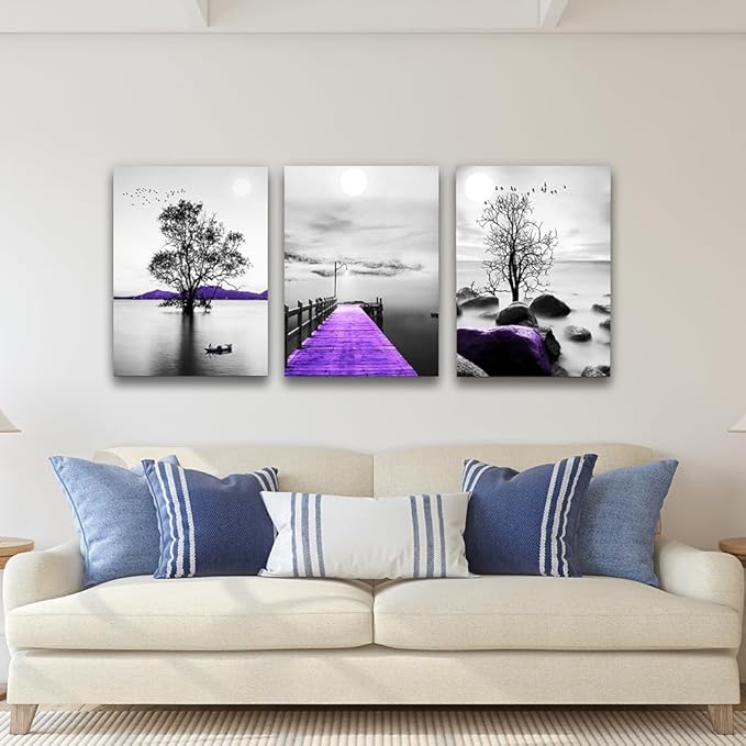 Lapremoly Large Canvas Wall Art For Bedroom Wall Decorations For Living Room Modern Office Wall Decor Black And White Painting Artwork Scenery Pictures Room Home Decor 3 Piece Prints Art