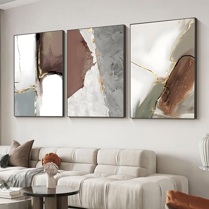 Wall Art Set of 3 Frames Canvas Wall art Decor Abstract Minimalism Natural Style Art Mural Posters & Prints, large Size Wall Art Aesthetics Living room Bedroom Kitchen Office (24 "X 16" X 3 pieces)