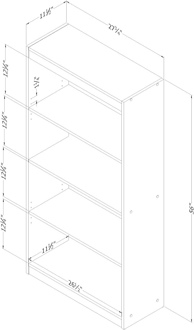 South Shore 4-Shelf Bookcase Gray Oak