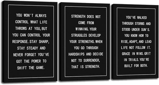 Inspirational Canvas Wall Art 3 Pieces Motivational Office Wall Decor Inspiring Poster Painting Artwork Living Room Bedroom Decor Prints Pictures Wall Decor Framed Ready to Hang[48''Wx 24''H]