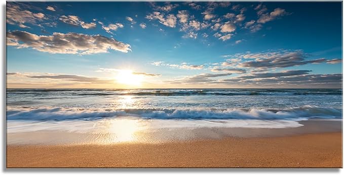 YYYYHPP YP1975 Beach Pictures Wall Art Beach Sunrise Over The Tropical Sea Pictures Print on Canvas Beach Wall Decor Beach Paintings for Home Decor Stretched and Framed Easy to Hang