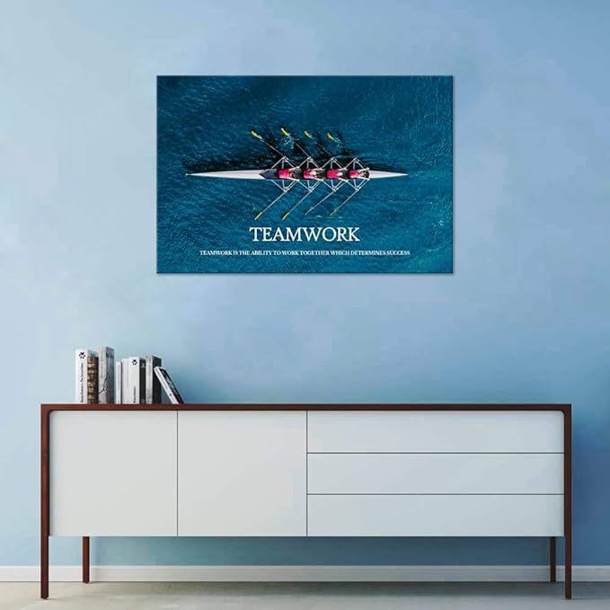 Inspirational Posters Motivational Canvas Wall Art Modern Inspiring Quotes Pictures Positive Success Teamwork Painting Print Artwork Home Decor for Office Bedroom Framed (24”Hx36”W)