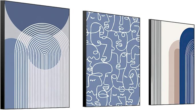 FCHUI Framed Canvas Wall Art Set, minimalism Abstract Boho Oil Painting Photo Modern Posters Prints Ready to Decor Hanging Living Room Bedroom Bathroom Office Home Wall Decor