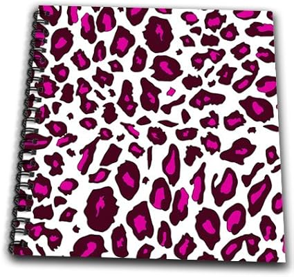 3dRose db_112934_2 Hot Pink Snow Leopard Print-White Girly Cheetah Spots-Stylish Animal Fur Pattern-Trendy Glam-Memory Book, 12 by 12-Inch