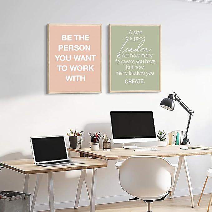 6 pcs Office Inspirational Wall Art,Teamwork Motivational Wall Decor Large Positive Quotes Decoration Sign Posters for Office,Workplace Canvas Wall Art(12x16 in)x2 pcs (8x10 in)x4 pcs Unframed