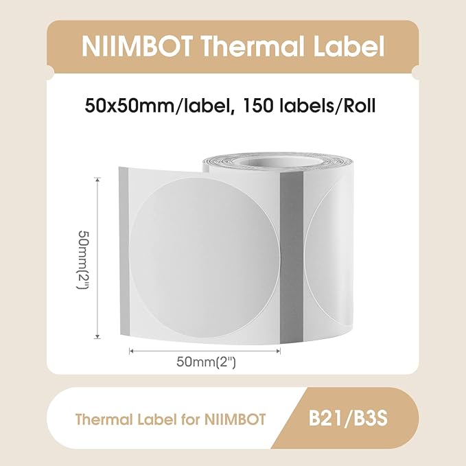 NIIMBOT Label Maker, B3S Thermal Label Printer, 3Inch Portable Label Makers with 70x40mm White and 50x50mm Round Clear Label, Barcode Label Printer for Small Business, Office, Home, Mailing