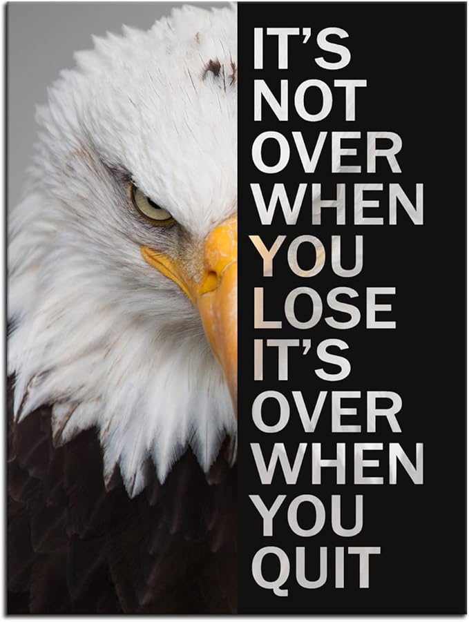 WYJZDZQ8 Eagle Inspirational Canvas Print Wall Art Animal Motivational Poster Animal Picture Painting Modern Inspiring Artwork for Home Living Room Office Decor Ready to Hang [18''W x 24''H]
