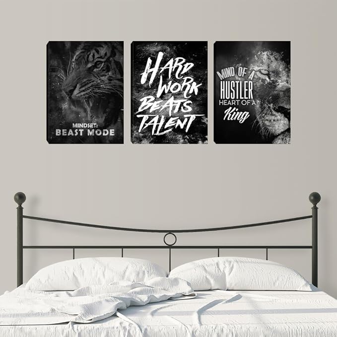 Large Modern Black Wall Art Poster Motivational Painting Prints Entrepreneur Quote Framed Artwork Office Home Decor Decorations for Bedroom Living Room Gym Workplace(72" Wx36 H)