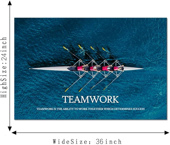Inspirational Posters Motivational Canvas Wall Art Modern Inspiring Quotes Pictures Positive Success Teamwork Painting Print Artwork Home Decor for Office Bedroom Framed (24”Hx36”W)