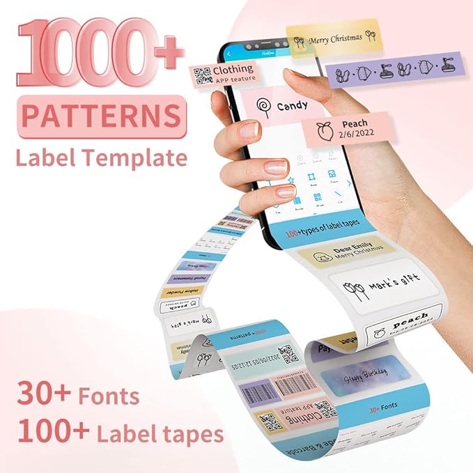 Phomemo Label Maker Machine, D30 Portable Handheld Bluetooth Mini Label Printer, Multiple Templates Smartphone Thermal Small Label Makers for Kid School Items, Classroom Teacher Supplies, Easy to Use