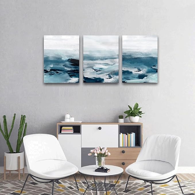 MHARTK66 Canvas Wall Art Decor: Abstract Wall Paintings, Set of 3, 20x28 Inches Each, Modern, Waterproof, UV Resistant, For Living Room, Bedroom, Office