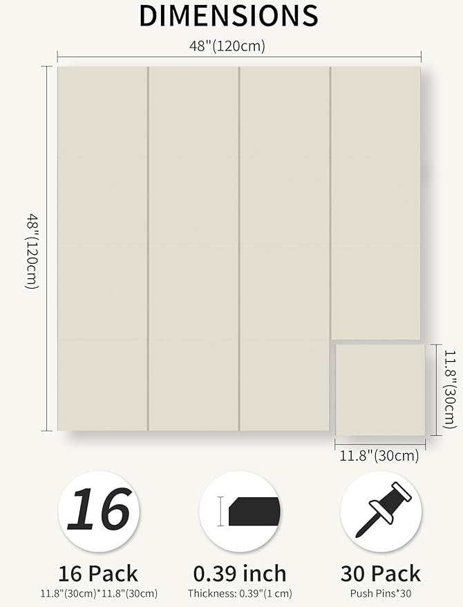 Large Bulletin Board 48"x 48" Cork Boards for Walls, 12 Pack Felt Wall Panels Photo Board, Cork Board for Office Home Pin Board