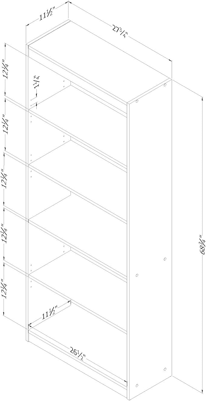 South Shore Axess 5-Shelf Bookcase - Gray Oak