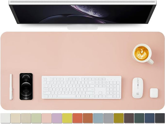 Leather Desk Mat - Non-Slip PU Pad for Office & Home - Organization Accessory - Ideal for Large Mouse Pad & Desk Mat (Pink, 36"x 17")