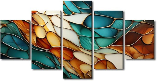 Canvas Wall Art for Living Room Modern Abstract Texture Poster Prints on Canvas Minimalist Enthusiasts Office Wall Decor 5 Panel Wall Art for Room Decor Stretched and Framed Ready to Hang 60x32 in