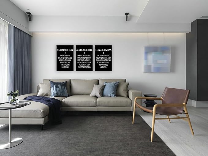 3 Pieces Motivational Entrepreneur Office Decor Inspirational Canvas Wall Art Quote Accountability Picture Wall Paintings Artwork for Bedroom Home Living Room Posters Wall Decor [48" W X 24" H]