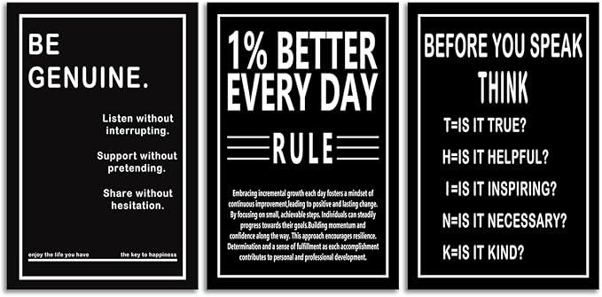 Motivational Office Wall Decor Before You Speak Think Canvas Wall Art Be Genuine Posters Prints Entrepreneur Success Paintings Picture Artwork Inspirational Home Bedroom School Decor [72" W X 36" H]