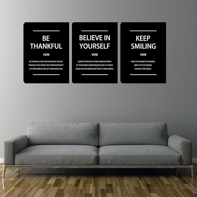 Inspirational Wall Art Canvas Print Office Decor Set of 3 Inspiring Framed Canvas Prints Motivational Posters Quotes Artwork Modern Wall Art Decoration Ready to Hang 16"x24"x3