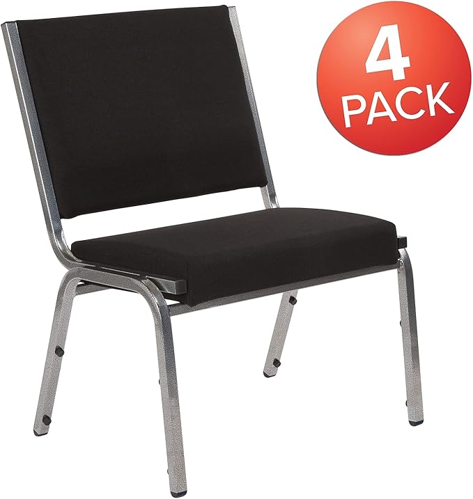 Flash Furniture 4 Pack HERCULES Series 950 lb. Rated Black Fabric Bariatric Medical Reception Chair