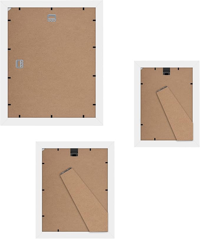 Americanflat Set of 7 Picture Frames with Shatter-Resistant Glass - Gallery Wall Frame Set with One 11x14, Two 8x10 and Four 5x7 Frames - Signature Collection - White