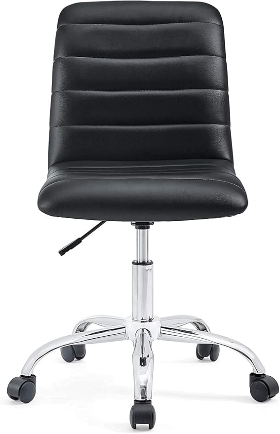 Modway Ripple Ribbed Armless Mid Back Swivel Computer Desk Office Chair In Black