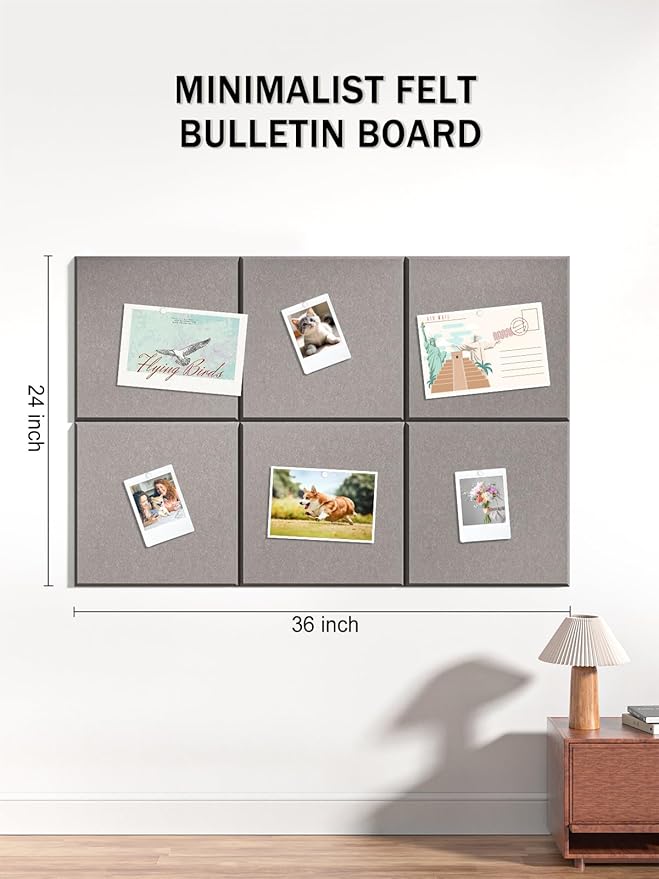 Hsurbtra Large Cork Board for Wall 36 x 24 Inch, 6 Pack Felt Bulletin Notice Board with Pushpins for Office Home School Farmhouse Wall Decor, Khaki