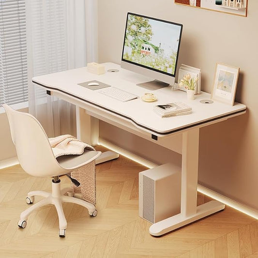 Gaming Desk Computer Writing Table for Home Office Student Art Modern Simple Style with T-Shaped Metal Bracket PC Wood Suitable for Offices&Bedrooms