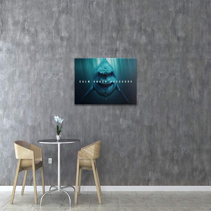 Inspirational Wall Art Office Quotes Calm Under Pressure Motivational Canvas Prints Hanging Poster with Wood Frames HD Oil Painting Artwork Stretched Gallery Wrap for Room Home Decor-24''Wx18''H