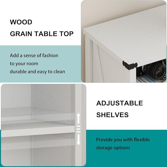 BON AUGURE White Bookshelf, 3-Tier Wooden Bookcase with Adjustable Shelves, Small Farmhouse Floor Book Cases/Shelves with Open Storage for Home Office School Library Bedroom Kids