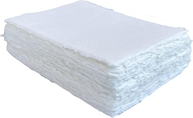 Handmade White Deckle Edge Blank Paper - A5 Size Package of 50 - Mixed Media Loose Leaf Paper for Watercolor, Writers, Invitations, Crafts - Thick 150 GSM - 8 x 6'