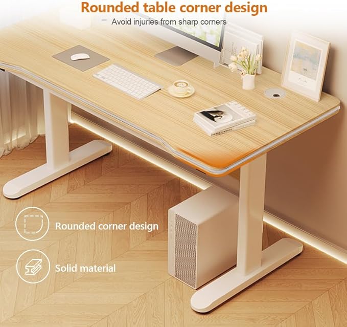 Gaming Desk Computer Writing Table for Home Office Student Art Modern Simple Style with T-Shaped Metal Bracket PC Wood Suitable for Offices&Bedrooms