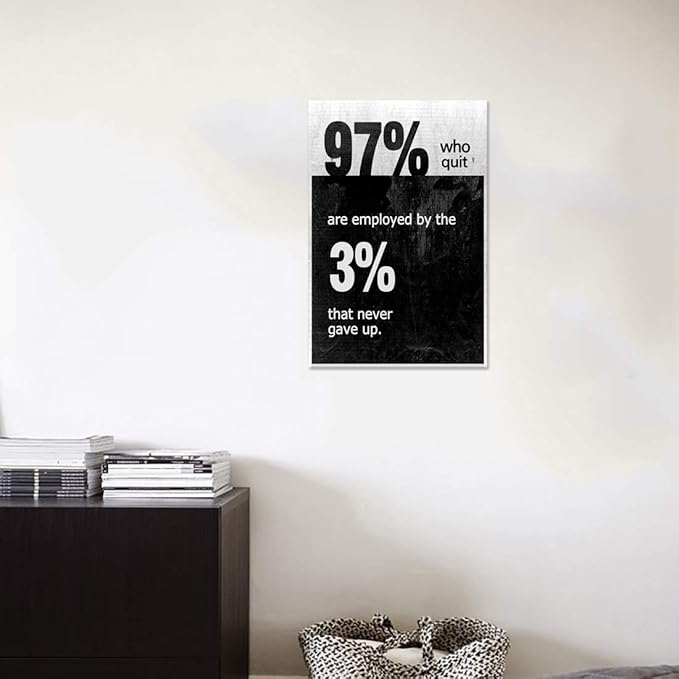 Yatsen Bridge Office Inspirational Wall Art Black Motivational Quote Posters 97% Who Quit are Employed by The 3% That Never Gave up Positive Motto Canvas Painting for Home Decoration - 12''Wx16''H