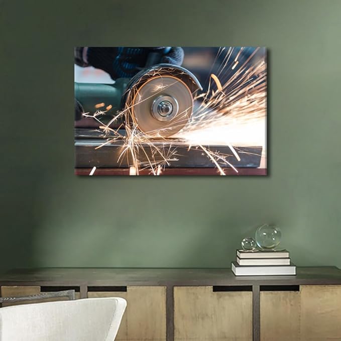 TUMOVO Canvas Wall Art 1 Piece Wall Art Modern Art Work for Walls Cutting Canvas Art Bathroom Decor Modern Home Decor Machine Tools Room Decor Stretched and Framed Ready to Hang, 16" x24"