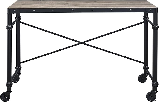 Oklarth Rustic Oak & Black Finish Writing Desk
