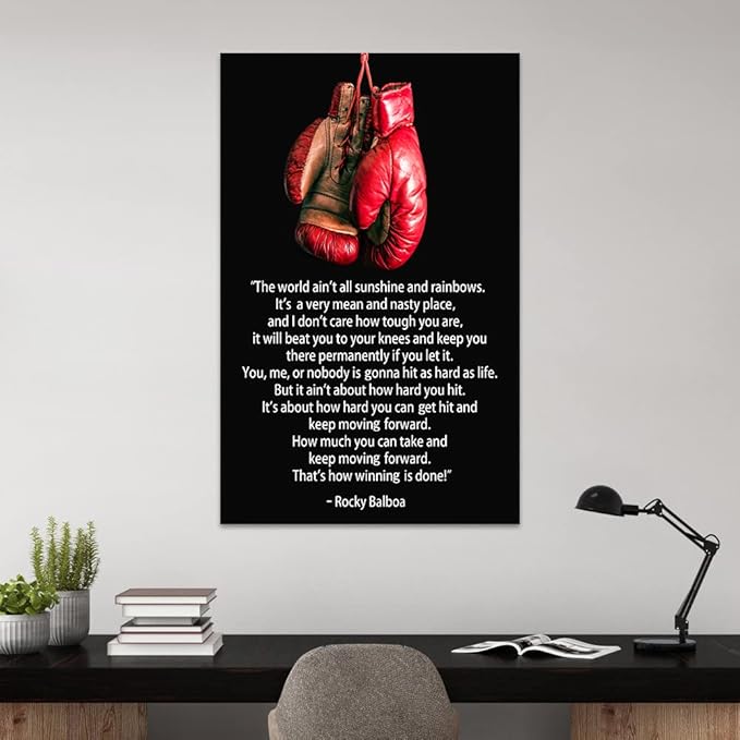 Yatsen Bridge Boxing Champion Motivational Quote Wall Art, Rocky Balboa Movie Poster Art Print with Framed Modern Pop Inspirational Wall Decor for Home Gym Gallery-Wrapped Ready to Hang - 28x44