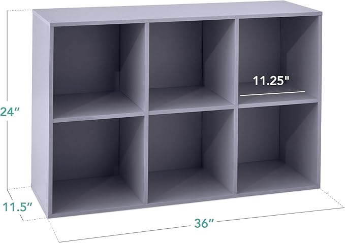 Best Choice Products Kids Bookcase 6-Cube Storage Organizer, 11in Shelf Opening, Bookshelf, Toy Storage, Customizable w/ 3 Removable Back Panels – Lavender