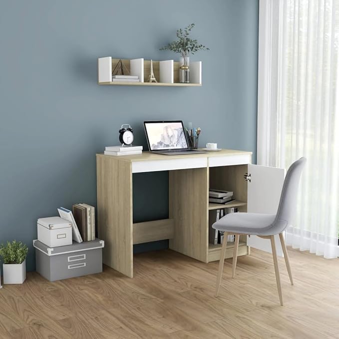 Desk,Home Office Computer Desk with Storage & Spacious Desktop, Writing Study Desk Laptop Desk for Bedroom Gray 39.4"x19.7"x29.9" Chipboard