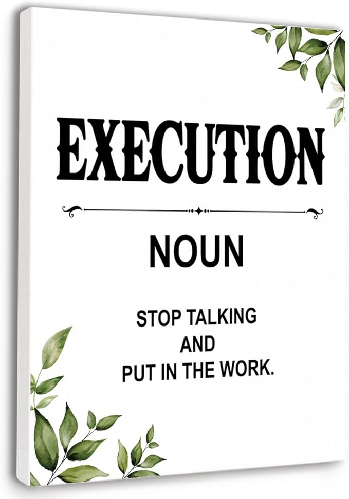 Gwisml Execution Definition Wall Art,Inspirational Quotes Canvas Frame Paintings For Office Home Workplace Wall Art Decor