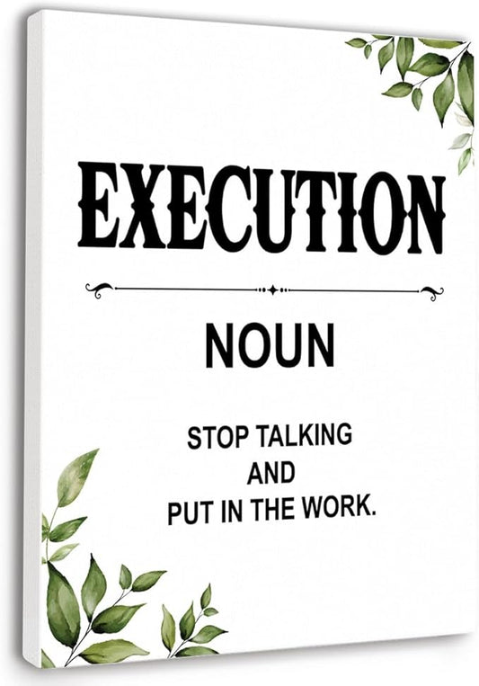 Gwisml Execution Definition Wall Art,Inspirational Quotes Canvas Frame Paintings For Office Home Workplace Wall Art Decor