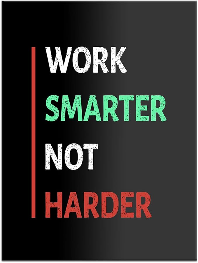 Work Smarter Motivational Canvas Wall Art Large Size Poster Entrepreneur Quotes Picture Painting Artwork for Living Room Office Workplace Gym Wall Decoration Stretched and Framed [30''Wx 40''H]