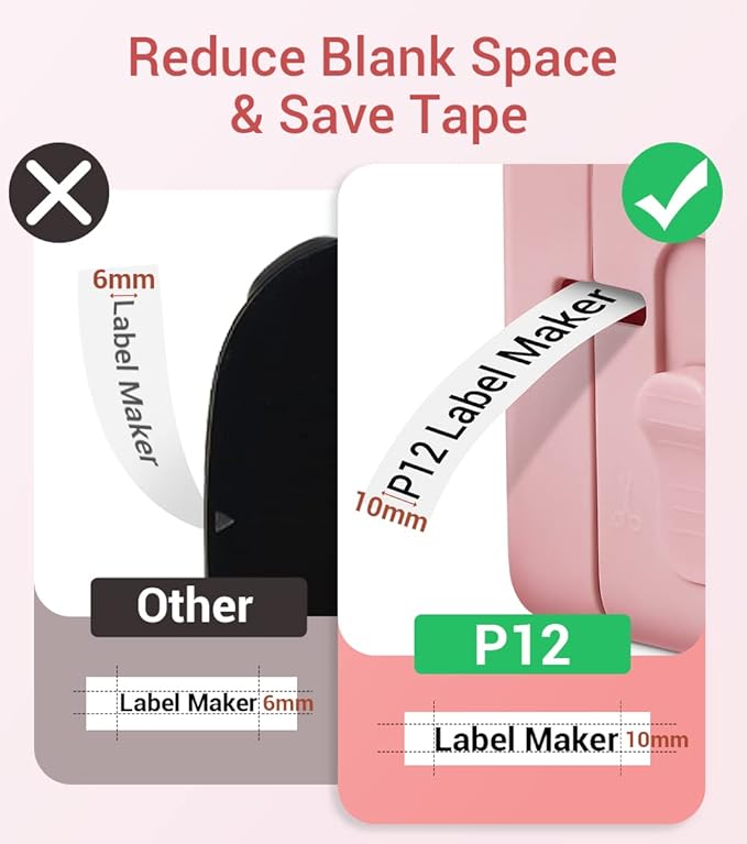 Phomemo Label Maker Machine with Tape, P12 Ribbon Printer Machine Small Bluetooth Label Makers with Multiple Templates for DIY Crafts, Bows Gift Wrap, School, Name Tag, Home, Office, Kitchen, Outdoor