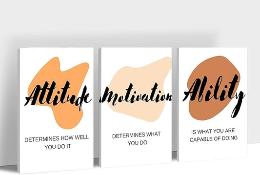 3 Piece Boho Abstract Graphics Motivational Quotes Canvas Print Pictures Wall Decor, Men Women Inspirational Framed Artwork Home Office Decor 16"x24" x 3 Pcs
