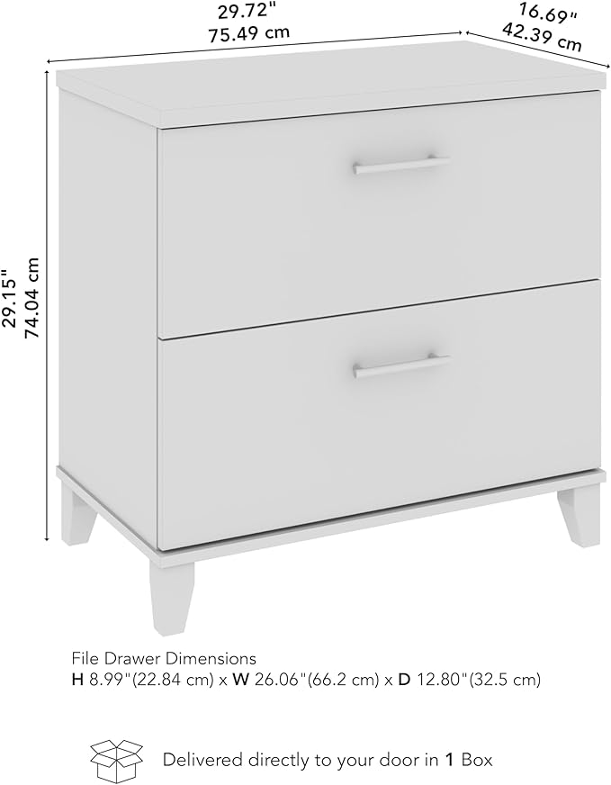 Bush Home 2 Drawer Lateral File Cabinet, Letter and Legal-Size Document Storage for Home or Professional Office, Somerset Collection, Platinum Gray