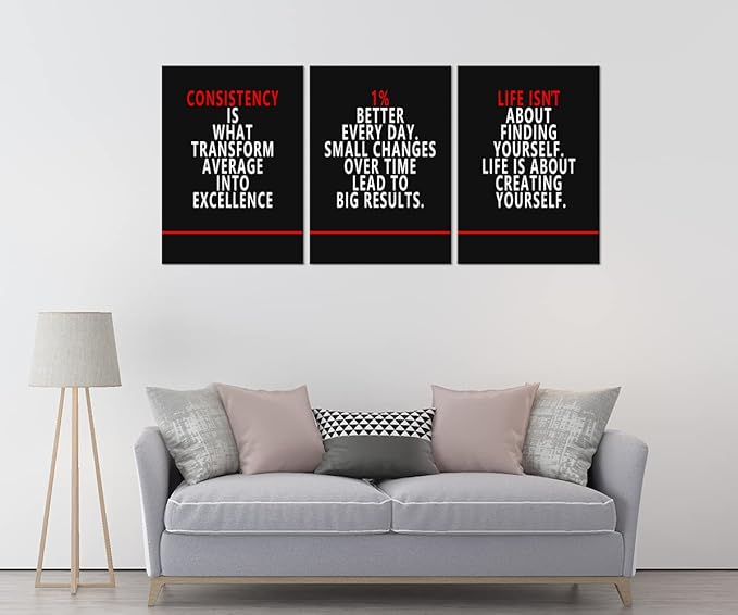 Inspirational Poster Entrepreneur Quote Motivational 3 Pieces Wall Art Canvas Prints Artwork for Living Room Office Modern Home Decor Painting Pictures Stretched and Framed Ready to Hang[60''Wx 28''H]