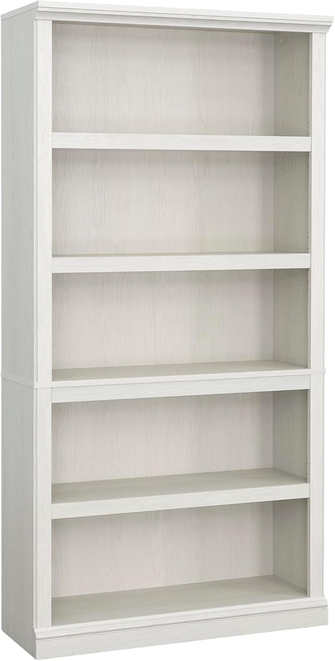 Sauder 5 Tier Book Shelf Wooden Bookcase Multipurpose Bookshelf for Home Office, Living Room, in Glacier Oak