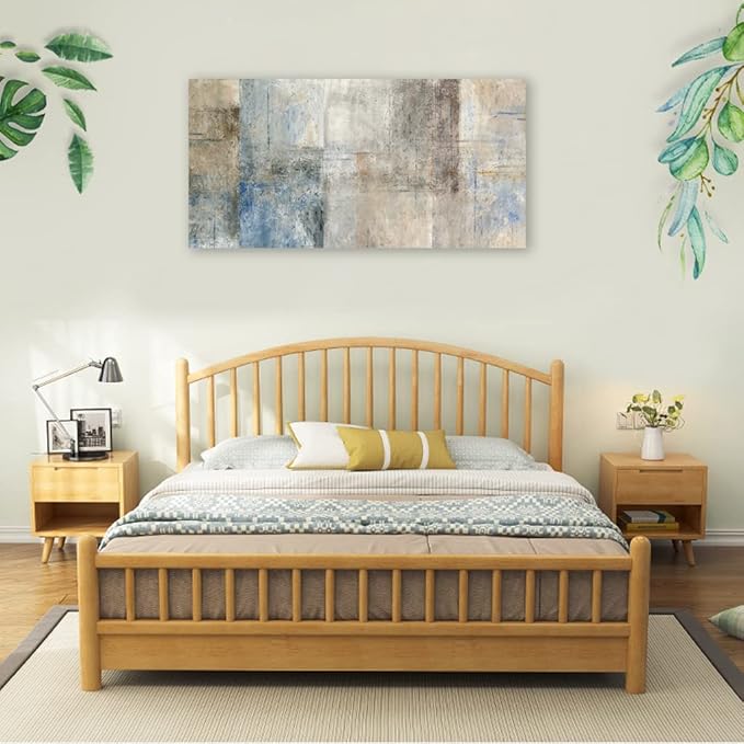 yearainn Large Abstract Canvas Wall Art for Living Room Wall Decor Brown Abstract Canvas Prints Artwork Blue Abstract Canvas Pictures for Bedroom Home Office Wall Decorations Ready to Hang 24" X 48"