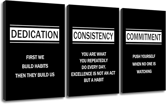 3 Pieces Inspirational Canvas Wall Art Positive Home Decor Large Size Posters Print Motivational Quote Picture Painting Artwork for Office Living Room Gym School Stretched and Framed [72''Wx 36''H]